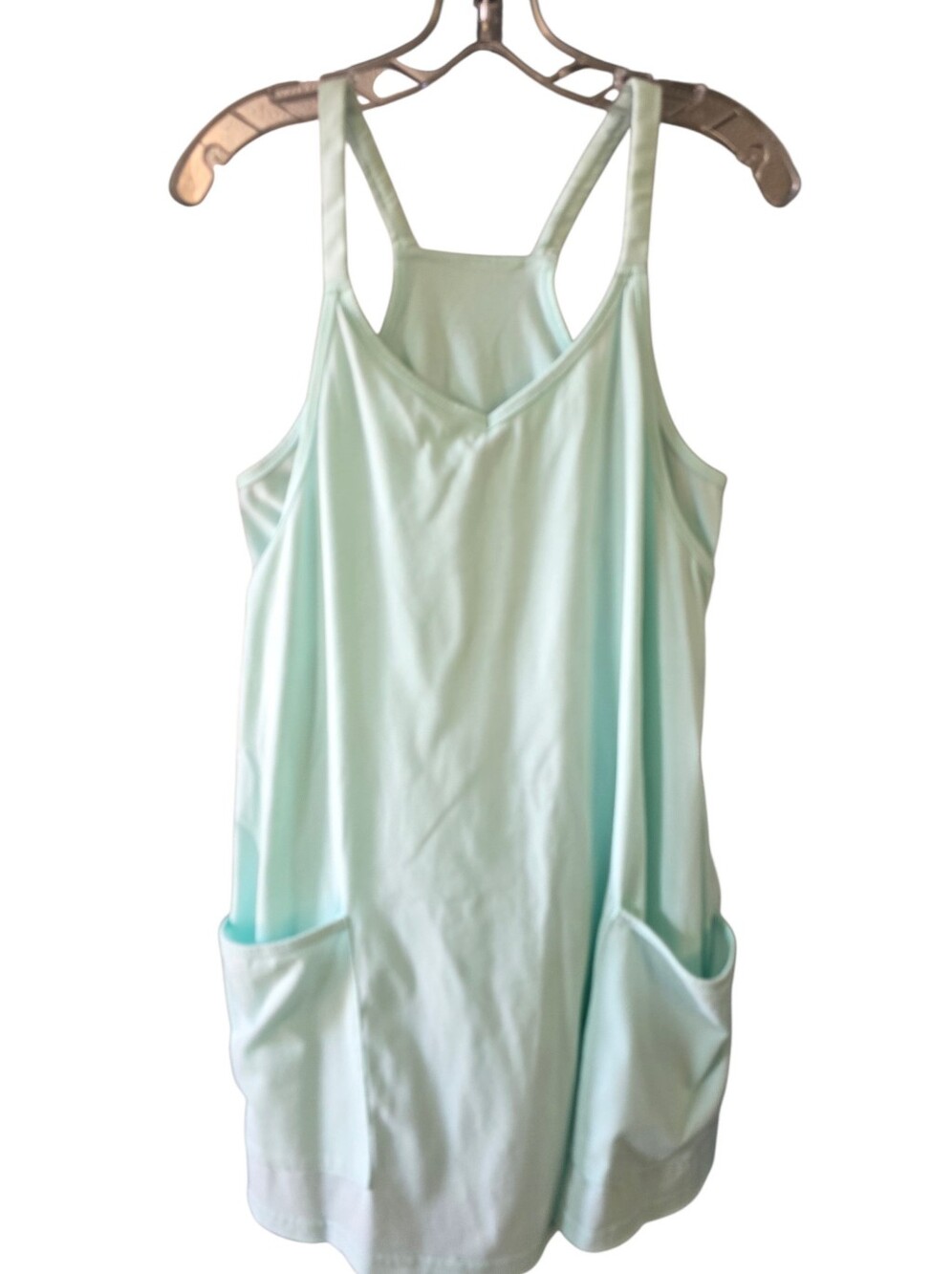 Light Mint Green Tank Mini Dress with Pockets Size Medium
